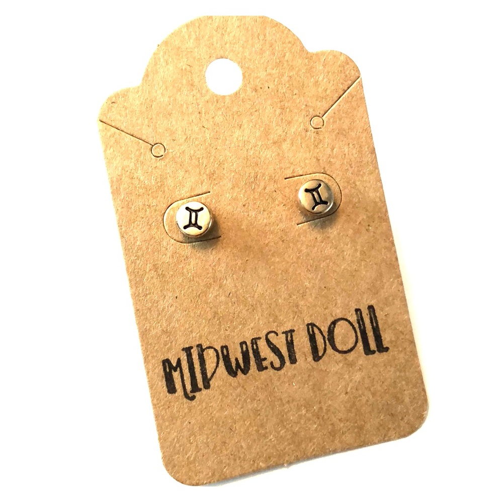 Gemini Gold Stud Earrings Unique Gift Idea ZODIAC